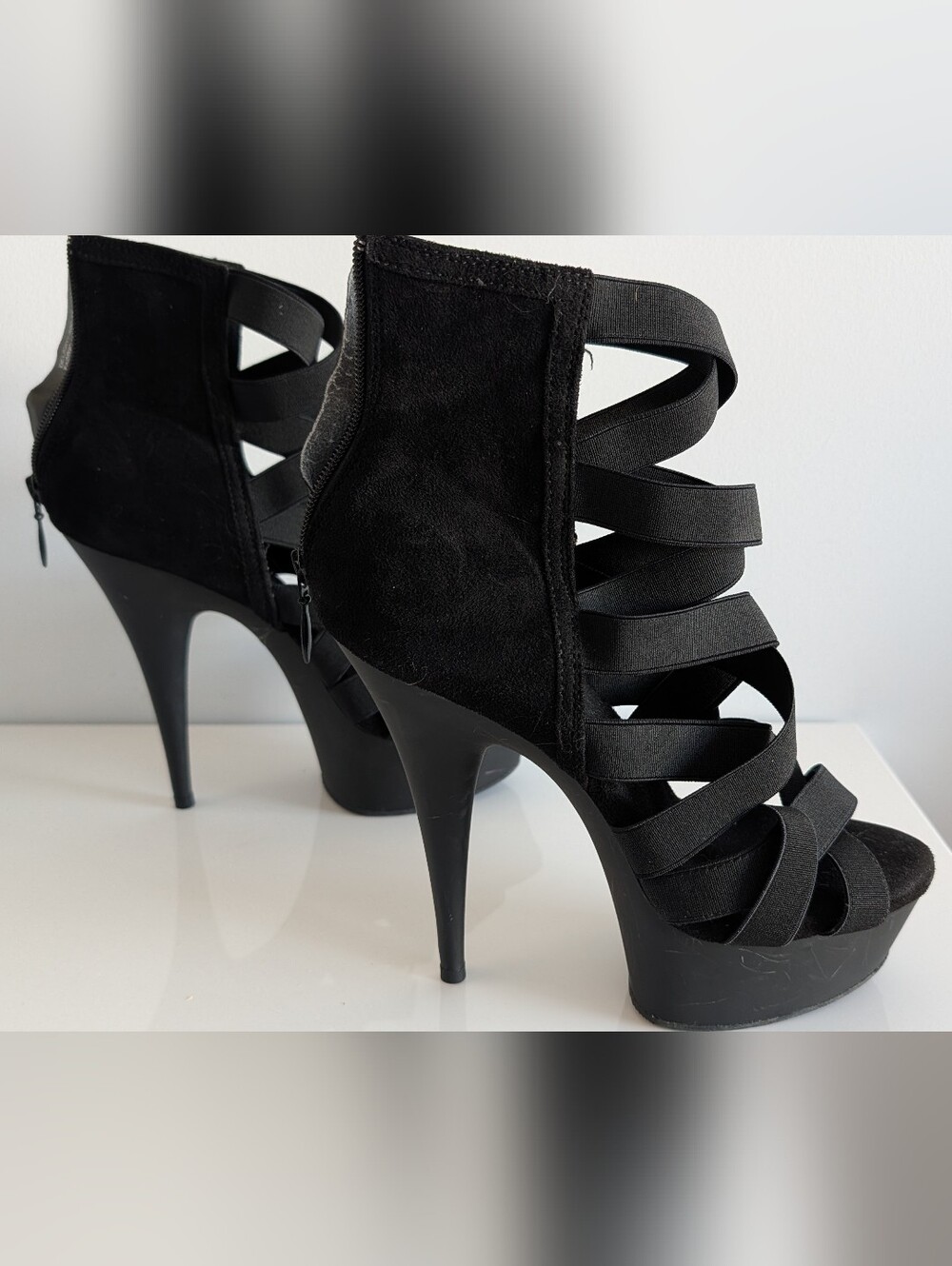 Black Strappy Dance 6 Inch Heels Size 10